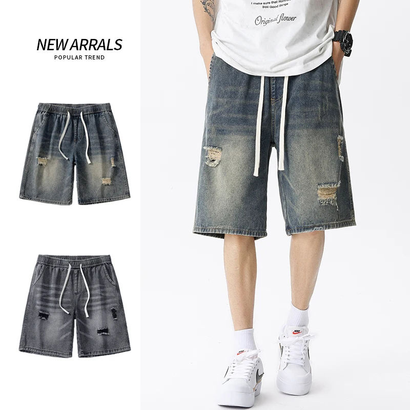 Streetwear Brand Pants - Yaz ince Denim şort erkek Retro