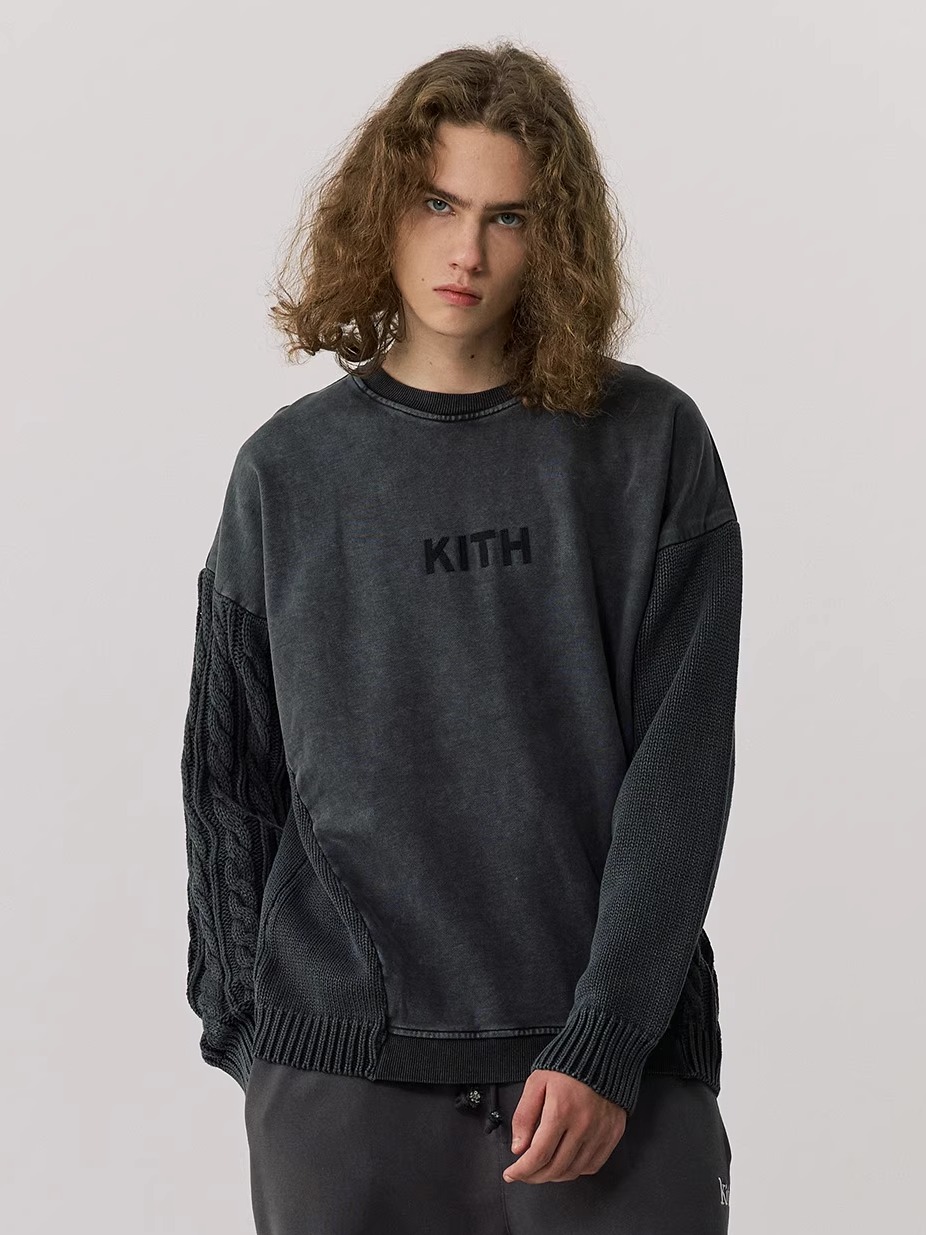 Kith Sweater Knit - Kalınlaştırılmış Yıkanmış Örme Kazak Yuvarlak Yaka
