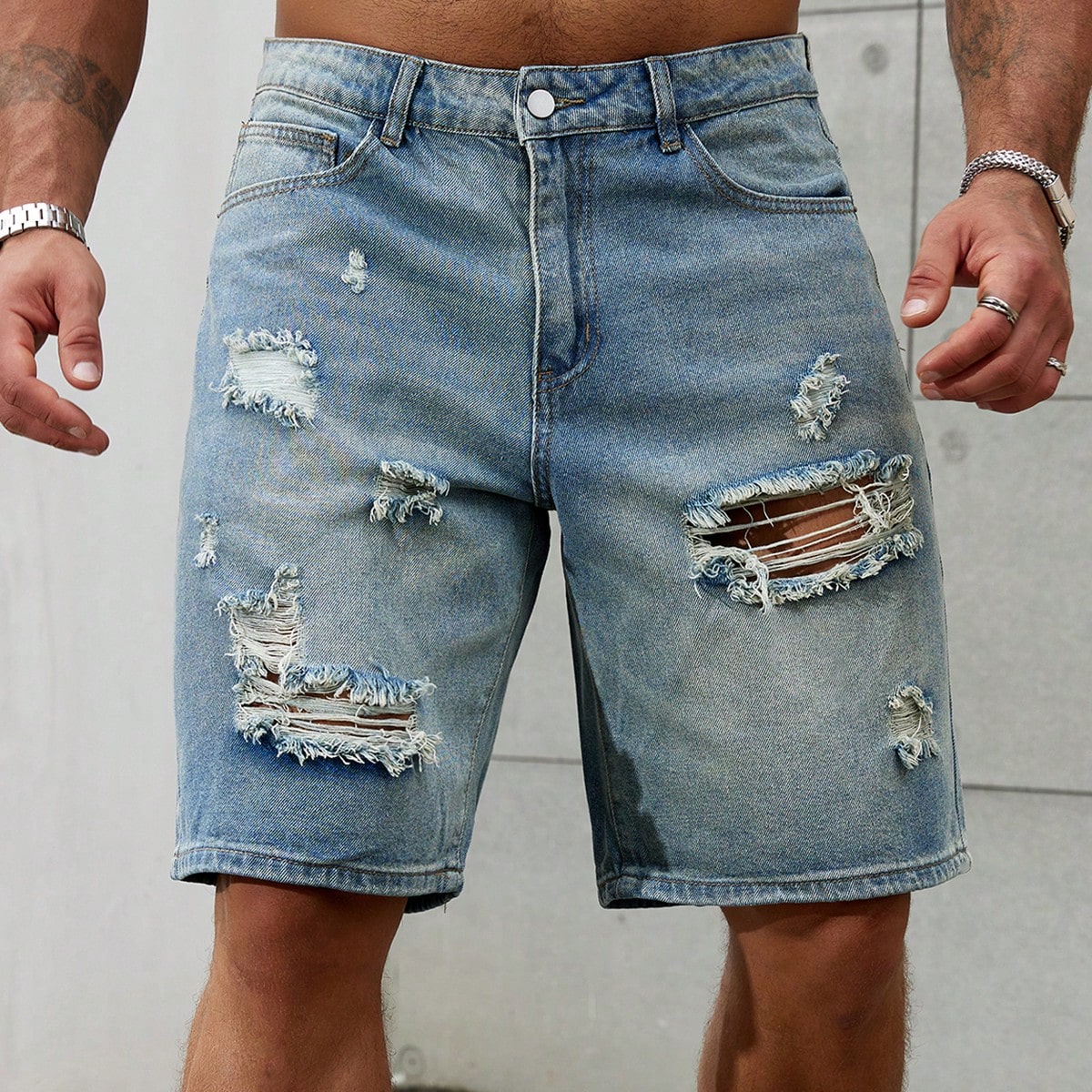 Streetwear Brand Pants - Yeni moda Mens yırtık kısa kot