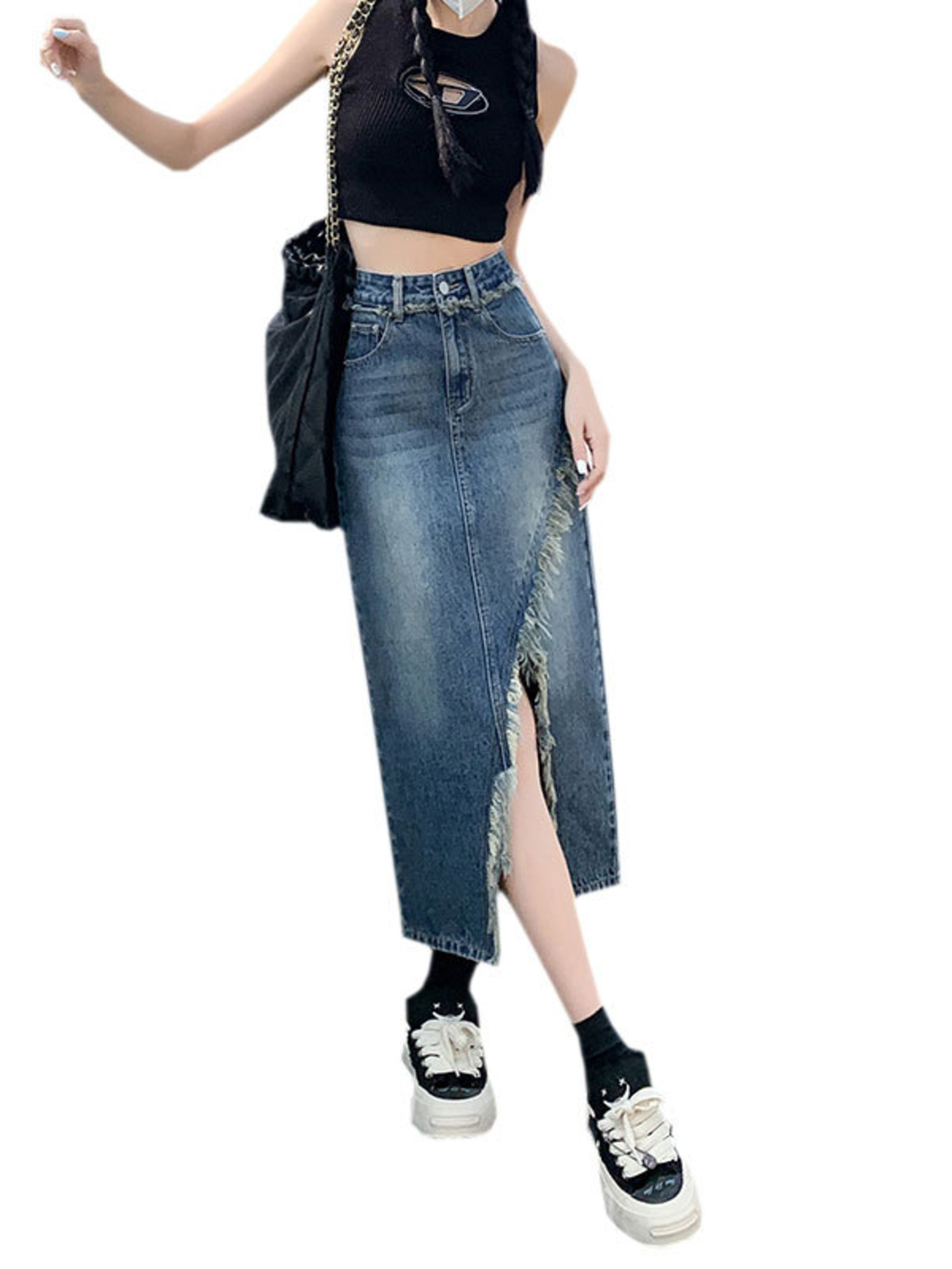 Kadın Yüksek Bel Kot Etek A-Li - Streetwear Brand Pants incelemesi ve fiyatı